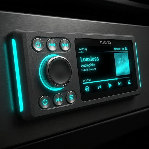 Marine head unit with a backlit display