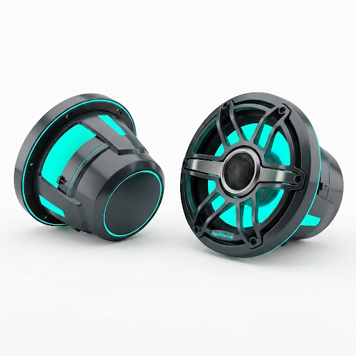 RGB-lit marine tower speakers