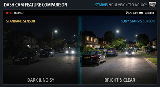 Night vision comparison showing clear low-light footage